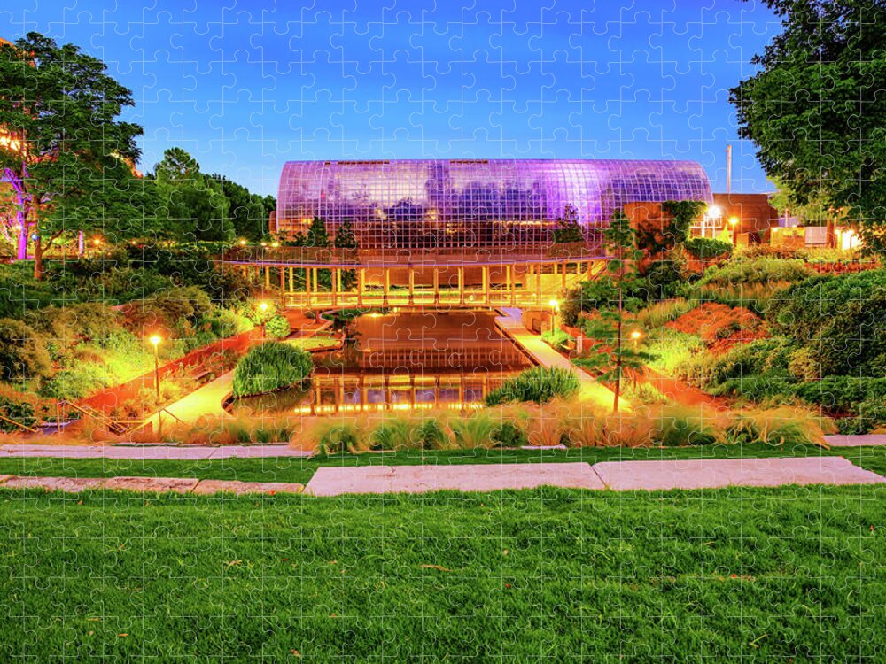 Oklahoma City Jigsaw Puzzle featuring the photograph Crystal Bridge and Myriad Gardens - Downtown Oklahoma City by Gregory Ballos