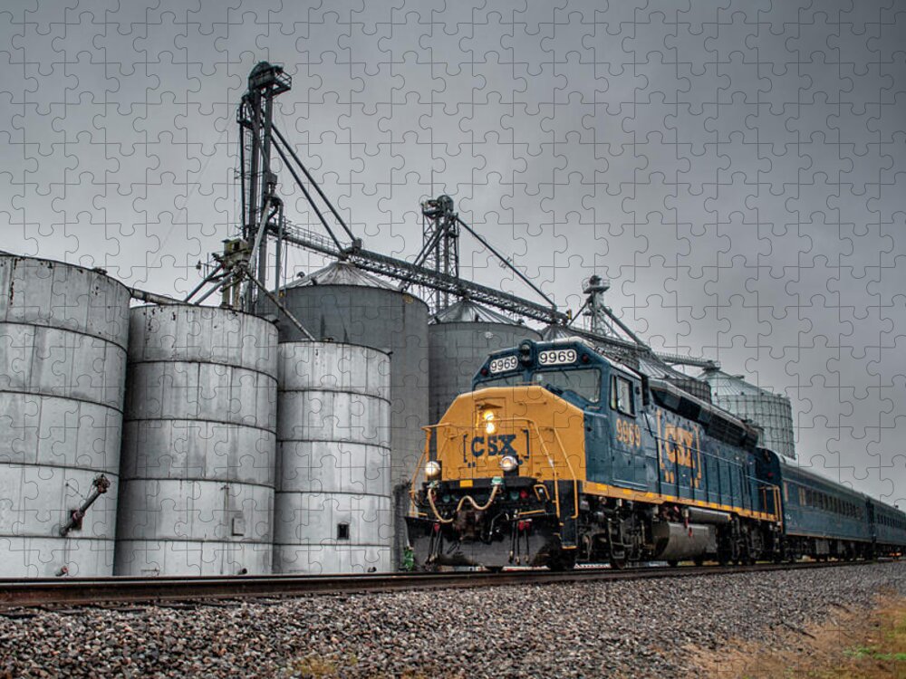 Railroad Jigsaw Puzzle featuring the photograph CSX Geometry Train W003 At Pembroke Ky by Jim Pearson