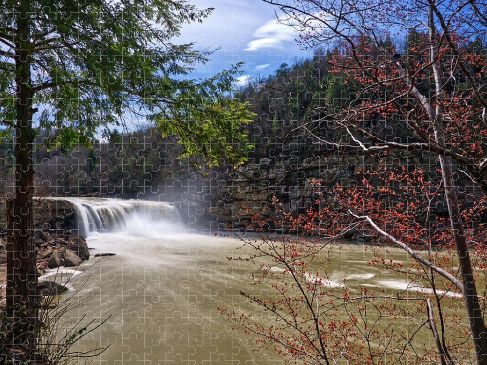 Cumberland Falls Jigsaw Puzzle featuring the photograph Cumberland Falls Kentucky in springtime by Peter Herman