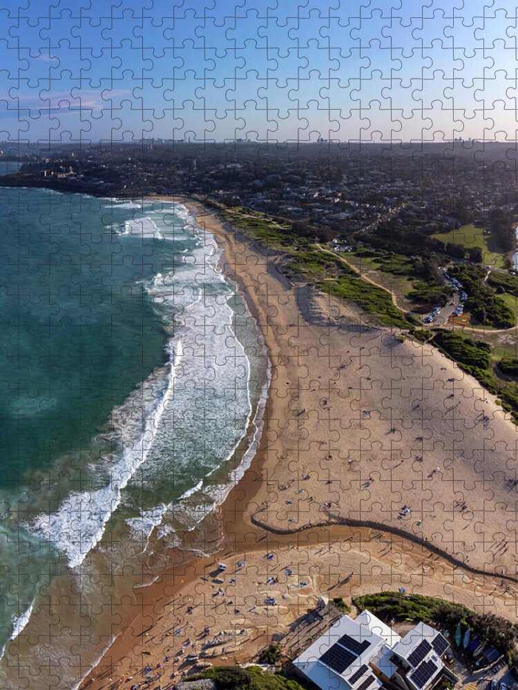 Summer Jigsaw Puzzle featuring the photograph Curl Curl Beach Panorama No 3 by Andre Petrov