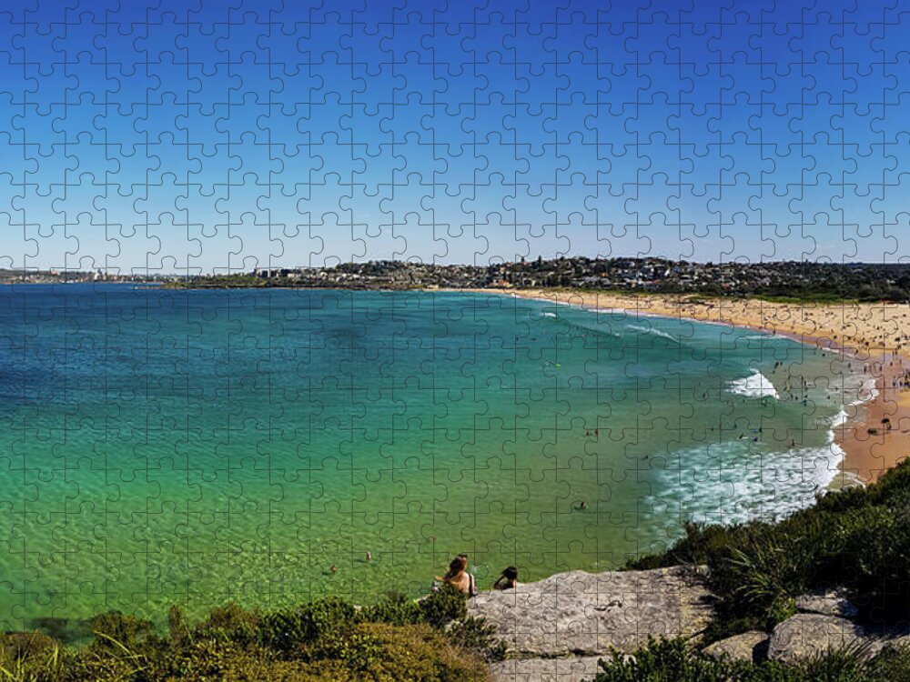 Summer Jigsaw Puzzle featuring the photograph Curl Curl Beach Panorama No 5 by Andre Petrov