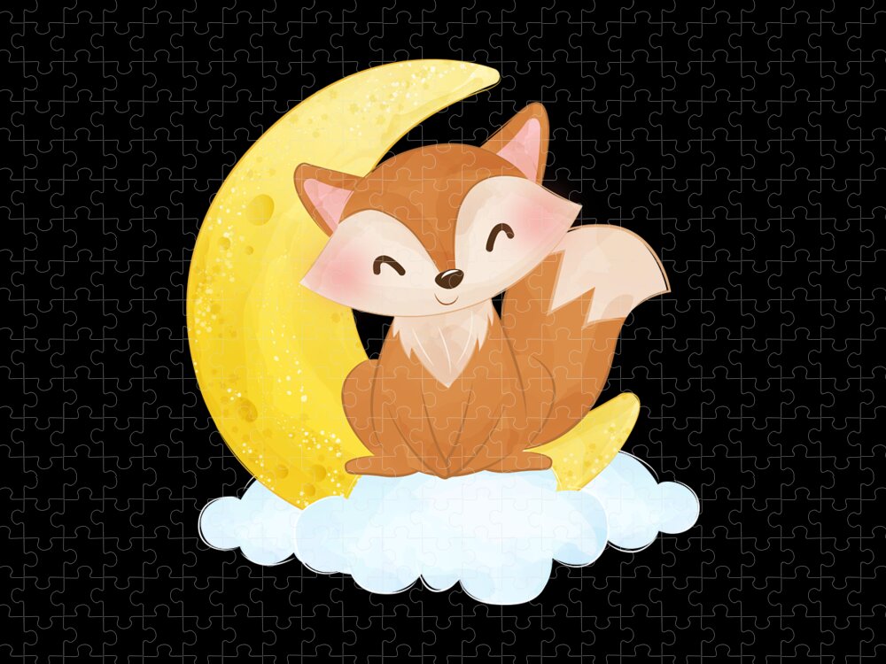 Cute cartoon fox with moon sleepy fox gifts Jigsaw Puzzle by Norman W -  Pixels Puzzles