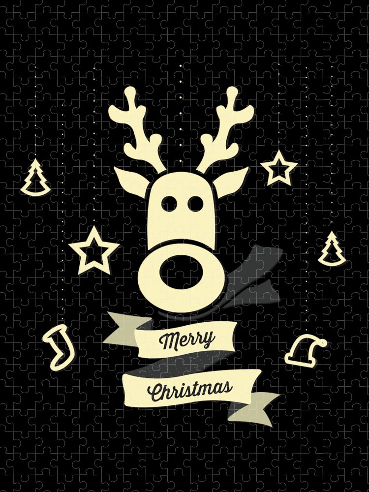 Christmas 2023 Jigsaw Puzzle featuring the digital art Cute Reindeer Christmas by Flippin Sweet Gear