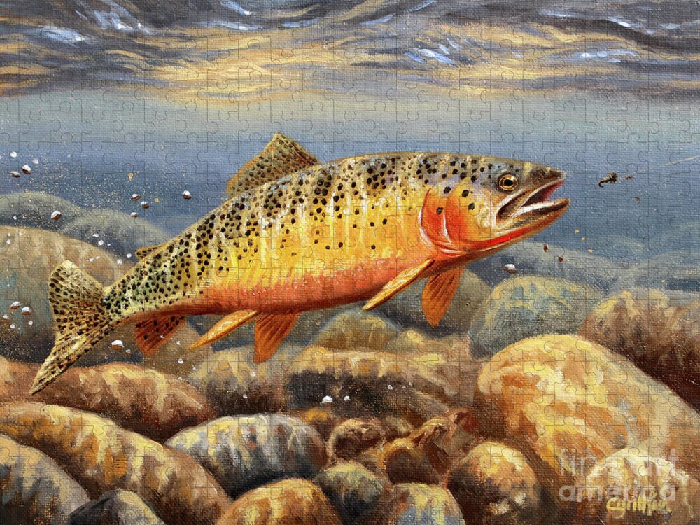 Cynthie Fisher Jigsaw Puzzle featuring the painting Cutthroat Trout by Cynthie Fisher