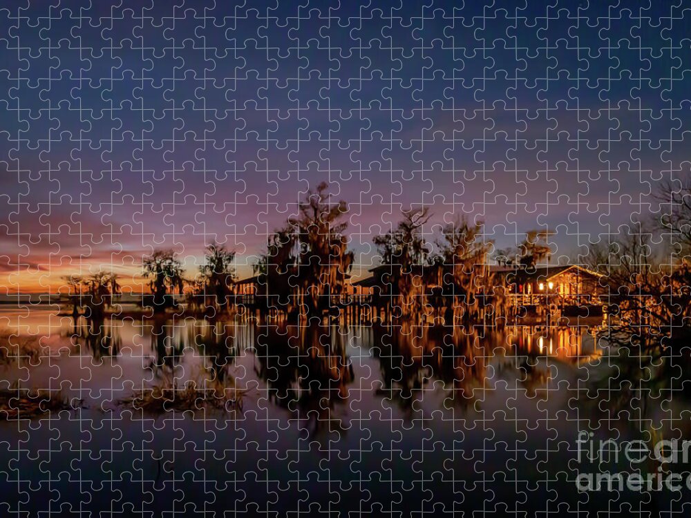 Sun Jigsaw Puzzle featuring the photograph Cypress Reflection Sunrise by Tom Claud