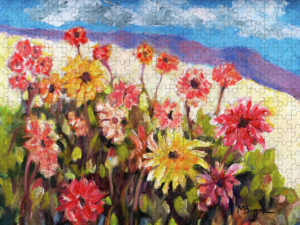 Dahlia Jigsaw Puzzle featuring the painting Dahlia Field by Mike Bergen