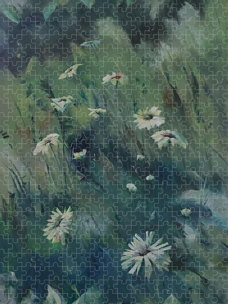 Flower Jigsaw Puzzle featuring the painting Daisy-A-Day by Sheila Romard