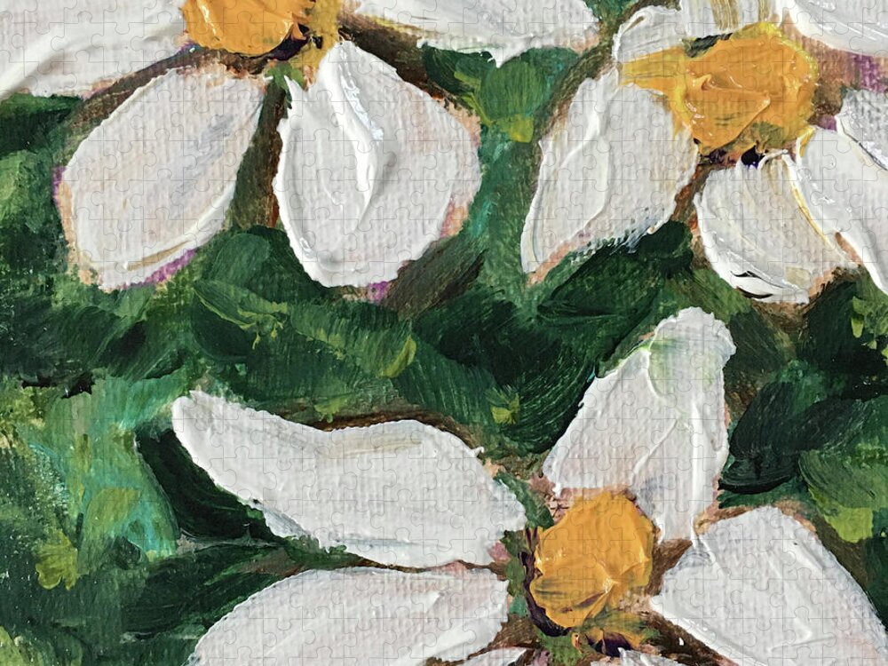 Gardenias Jigsaw Puzzle featuring the painting Daisy Gardenias in Bloom by Roxy Rich