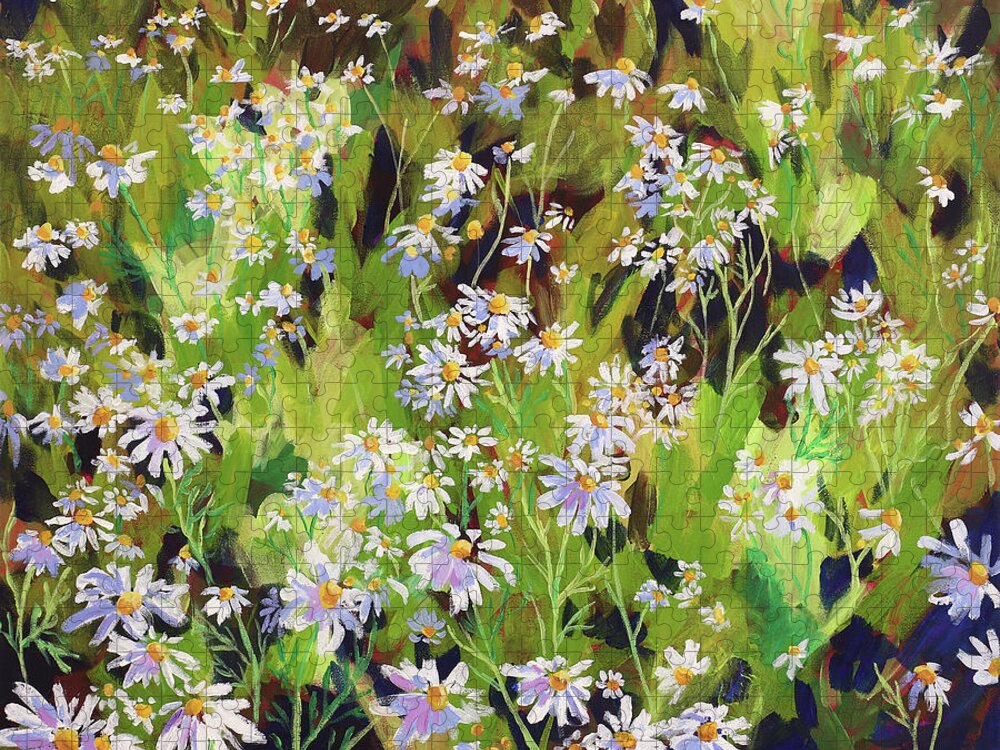 Daisies Jigsaw Puzzle featuring the painting Daisy Patch by Anisa Asakawa