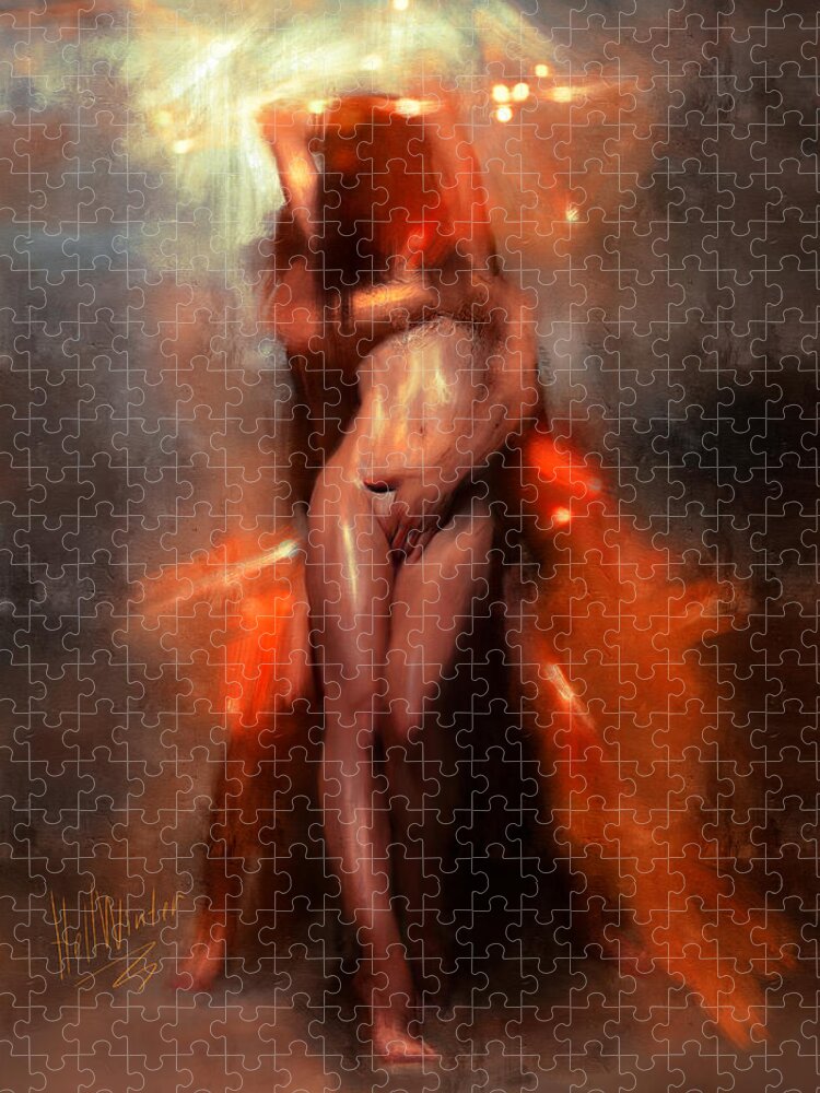 Hell Winter Jigsaw Puzzle featuring the painting Dance of passion by Hell Winter