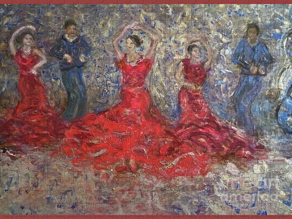Dancers Jigsaw Puzzle featuring the painting Dancers by Fereshteh Stoecklein