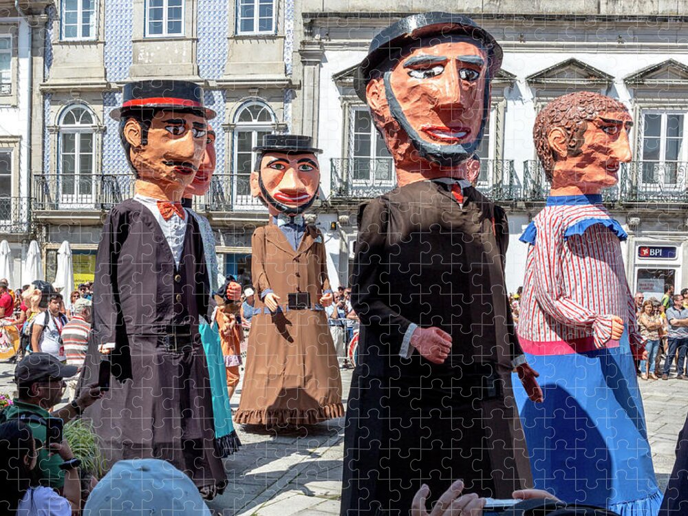 Big-headed Masks Jigsaw Puzzle featuring the photograph Dancing Gigantones by W Chris Fooshee