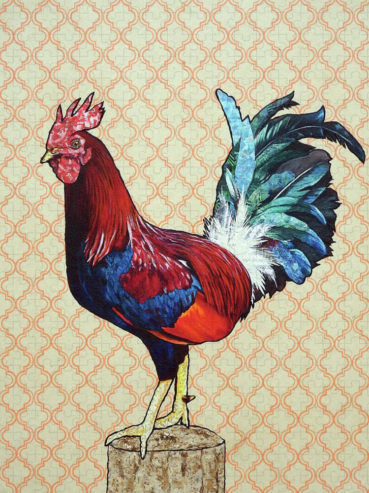 Rooster Jigsaw Puzzle featuring the mixed media Daniel by Jacqueline Bevan