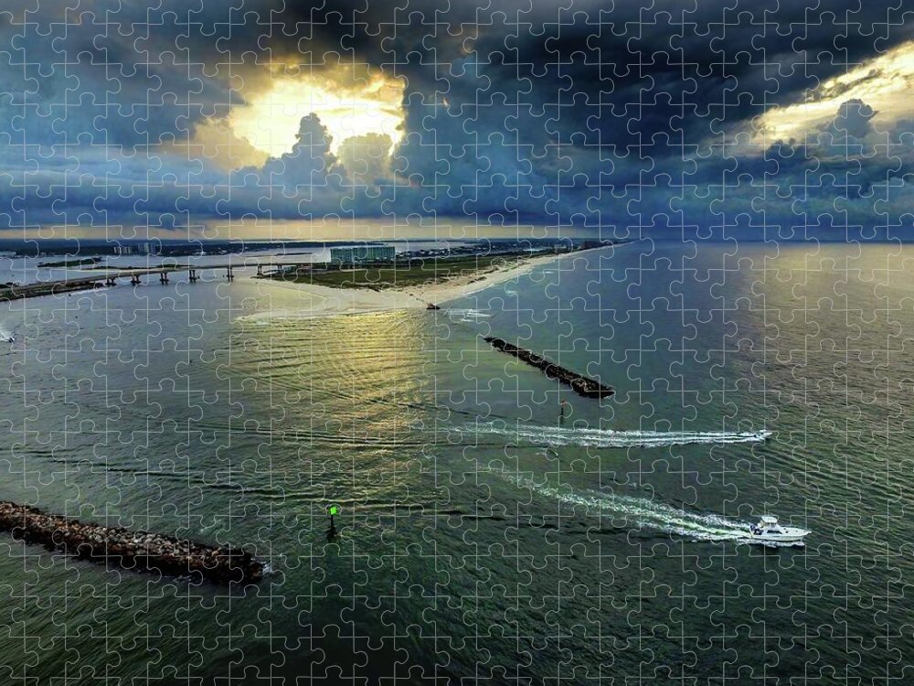 Alabama Jigsaw Puzzle featuring the photograph Dark Clouds at Perdido Pass by Michael Thomas