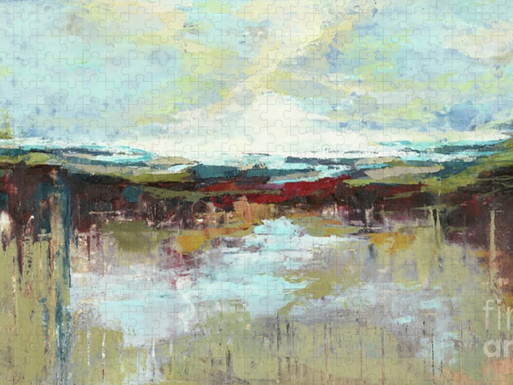 Oil Painting Jigsaw Puzzle featuring the painting Daybreak Coastal Wetlands by PJ Kirk