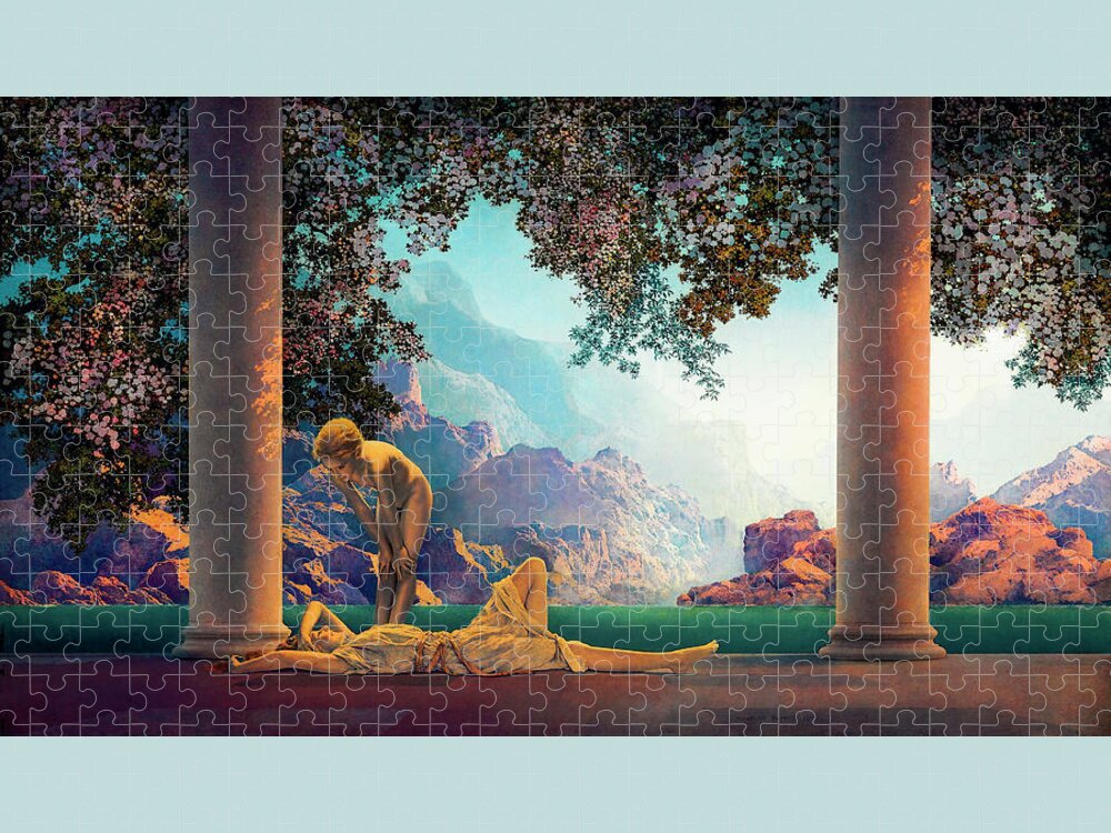 Daybreak Jigsaw Puzzle featuring the painting Daybreak by Maxfield Parrish 1922 by Maxfield Parrish