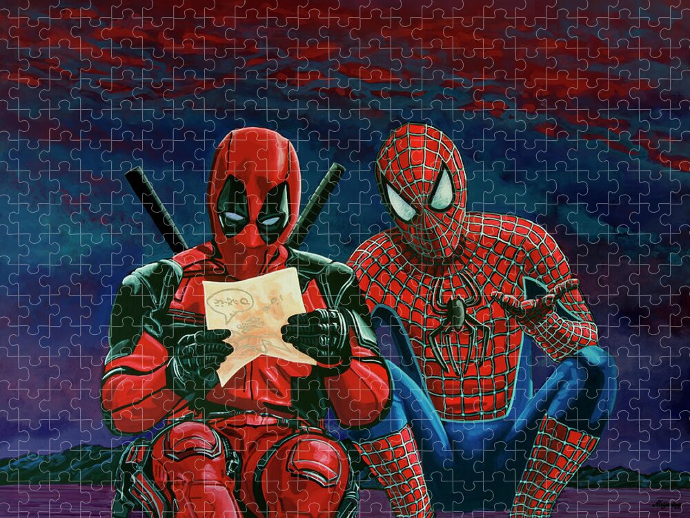 https://render.fineartamerica.com/images/rendered/default/flat/puzzle/images/artworkimages/medium/3/deadpool-and-spiderman-painting-paul-meijering.jpg?&targetx=-8&targety=0&imagewidth=1016&imageheight=750&modelwidth=1000&modelheight=750&backgroundcolor=74261D&orientation=0&producttype=puzzle-18-24&brightness=109&v=6
