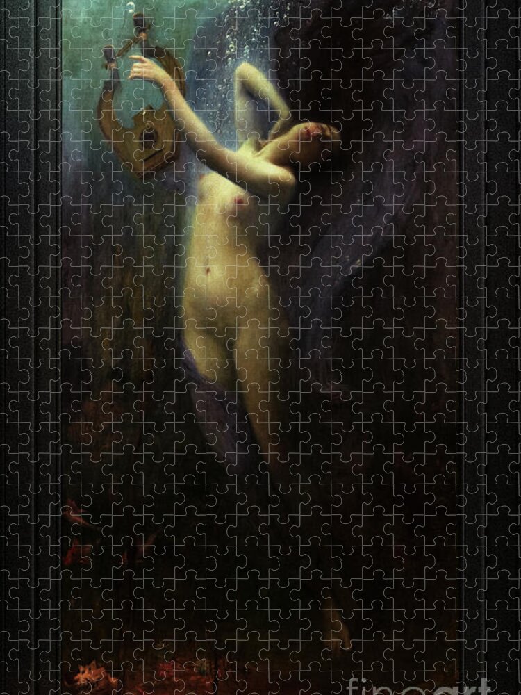 Ocean Deep Jigsaw Puzzle featuring the painting Death of Sappho by Charles Amable Lenoir Old Master Reproduction by Xzendor7