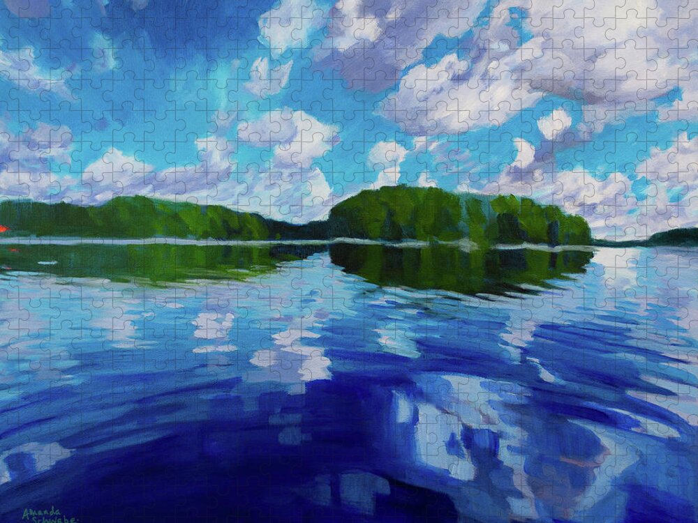 Landscape Jigsaw Puzzle featuring the painting Deep Blue Breath by Amanda Schwabe