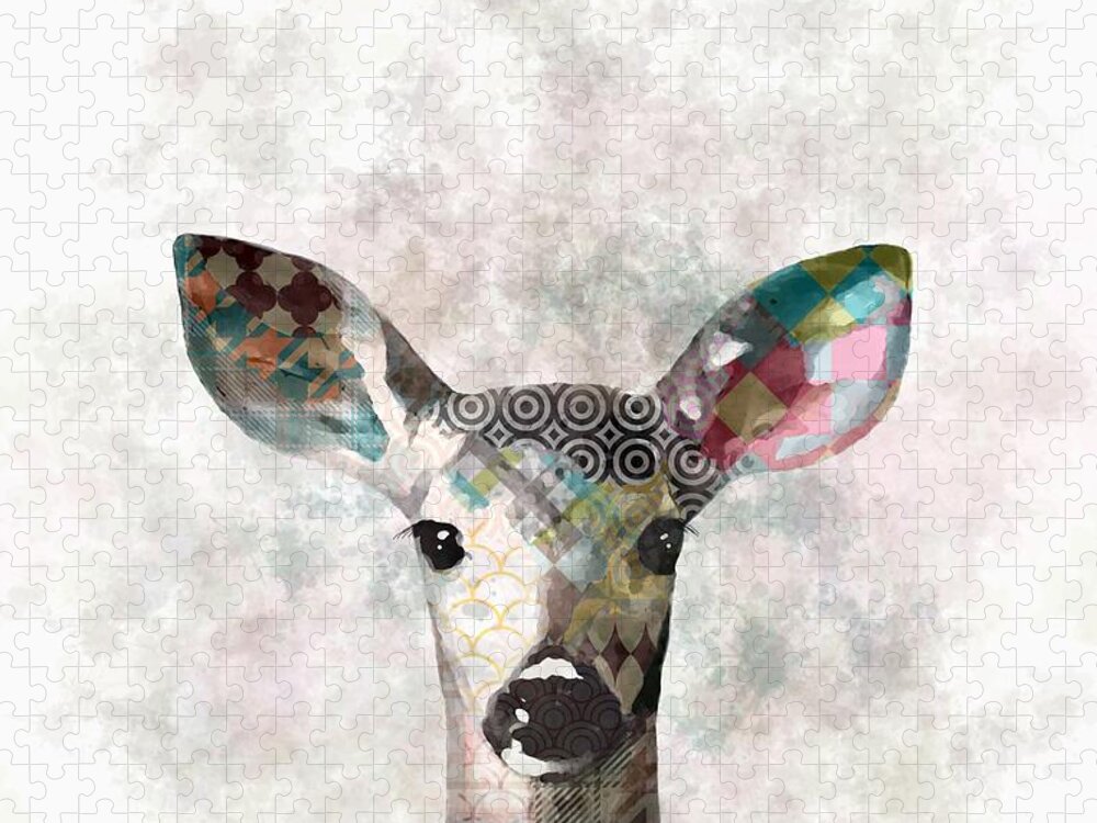 Deer Jigsaw Puzzle featuring the digital art Deer 18 by Lucie Dumas
