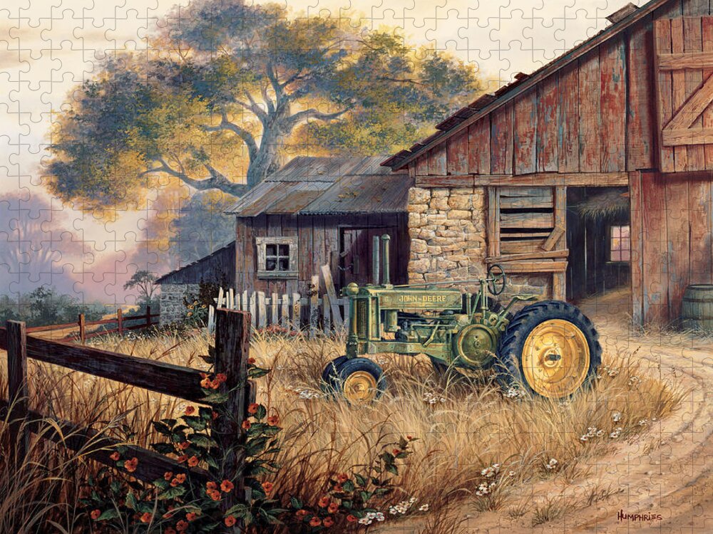 Michael Humphries Jigsaw Puzzle featuring the painting Deere Country by Michael Humphries