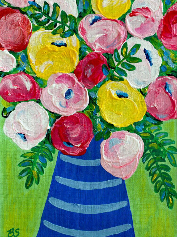 Floral Bouquet Jigsaw Puzzle featuring the painting Delightful by Beth Ann Scott