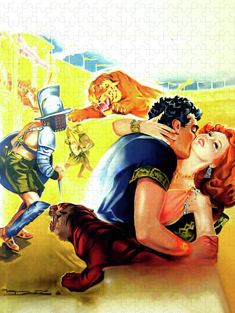 Demetrius Jigsaw Puzzle featuring the painting ''Demetrius and the Gladiators'', 1954, movie poster painting by Roger Soubie by Movie World Posters