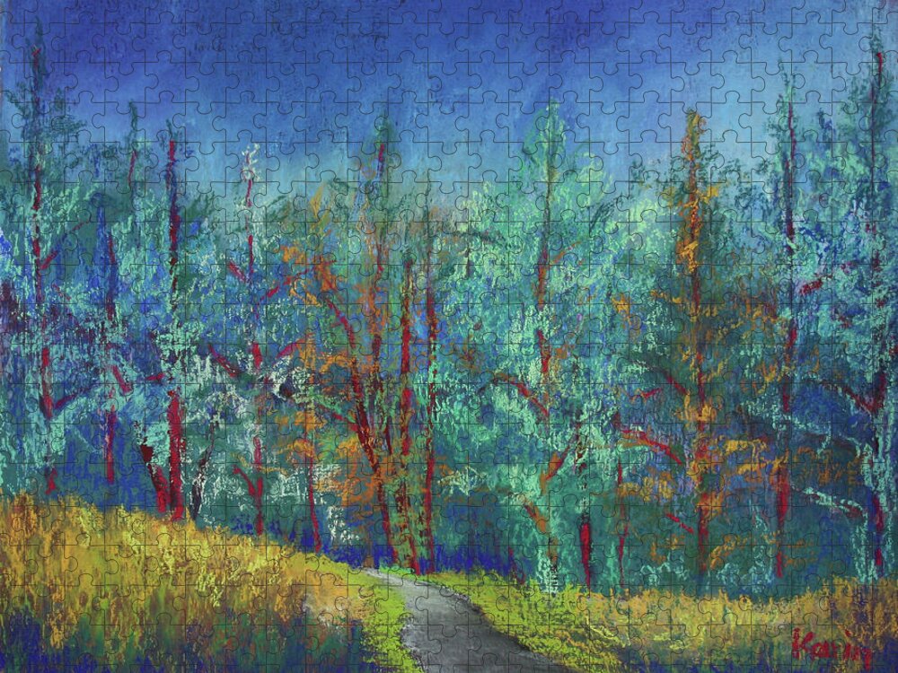 Forest Jigsaw Puzzle featuring the painting Dense Forest by Karin Eisermann