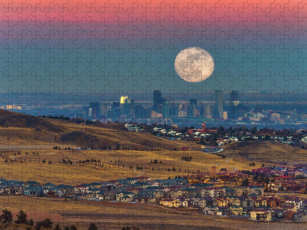 Full Moon Jigsaw Puzzle featuring the photograph Denver Super Wolf Moon by Darren White