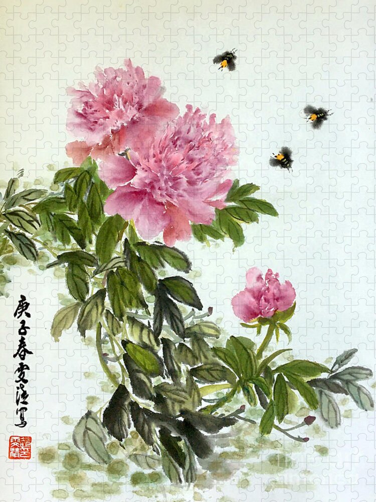 Flower Jigsaw Puzzle featuring the painting Depend On Each Other by Carmen Lam