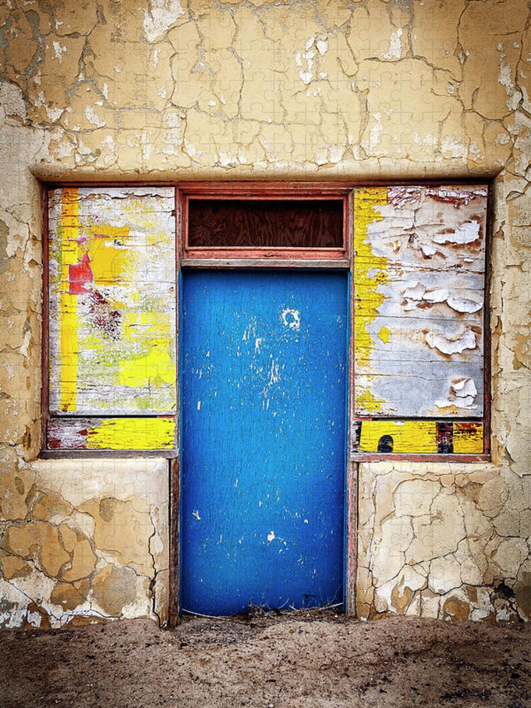 Door Jigsaw Puzzle featuring the photograph Desert Blue Door by Craig J Satterlee