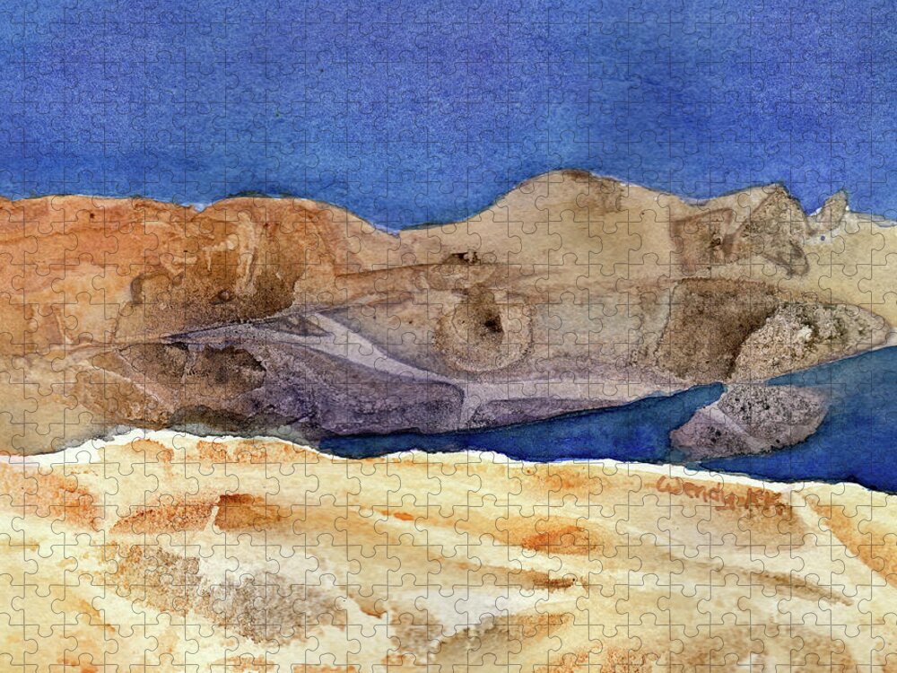 Desert Jigsaw Puzzle featuring the painting Desert Lake No 2 by Wendy Keeney-Kennicutt