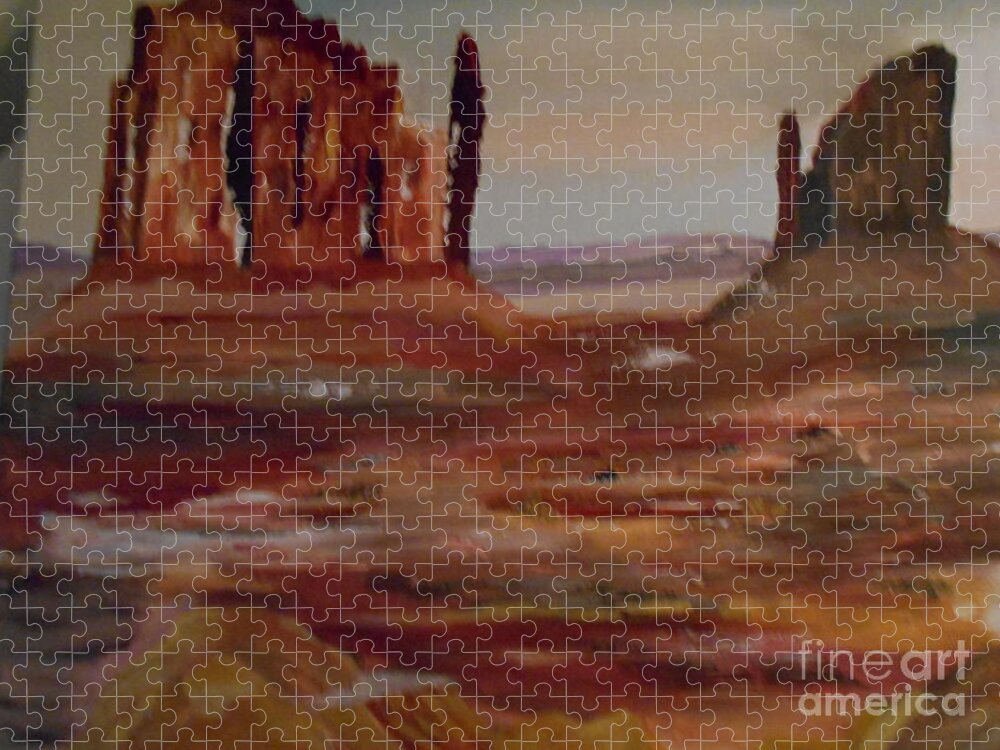 Landscape Jigsaw Puzzle featuring the painting Desert Rise Painting # 378 by Donald Northup