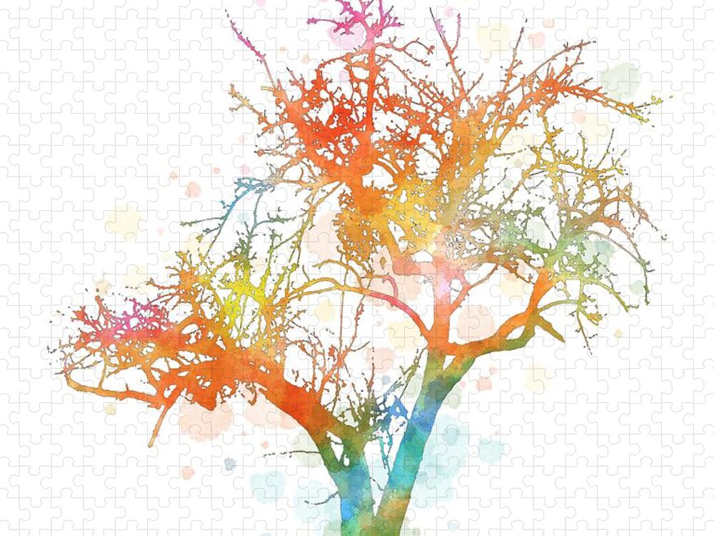 Tree Jigsaw Puzzle featuring the digital art Design 169 multicolor tree by Lucie Dumas
