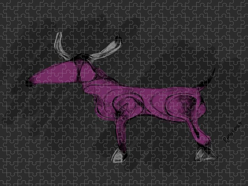 Animal Jigsaw Puzzle featuring the digital art Siberan ant eater by Ljev Rjadcenko