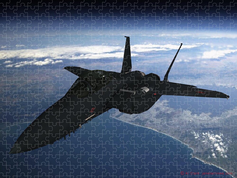 Eagle Jigsaw Puzzle featuring the digital art Silent Spy Eagle by Custom Aviation Art