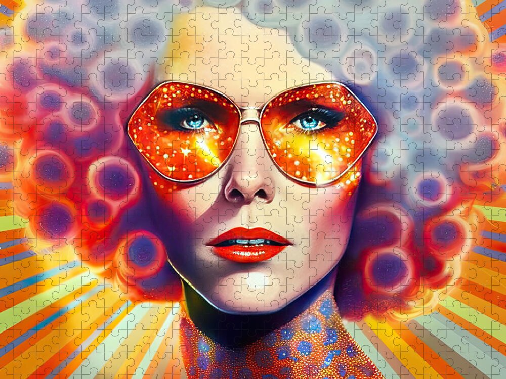 Disco Jigsaw Puzzle featuring the digital art Disco Queen No.5 by My Head Cinema