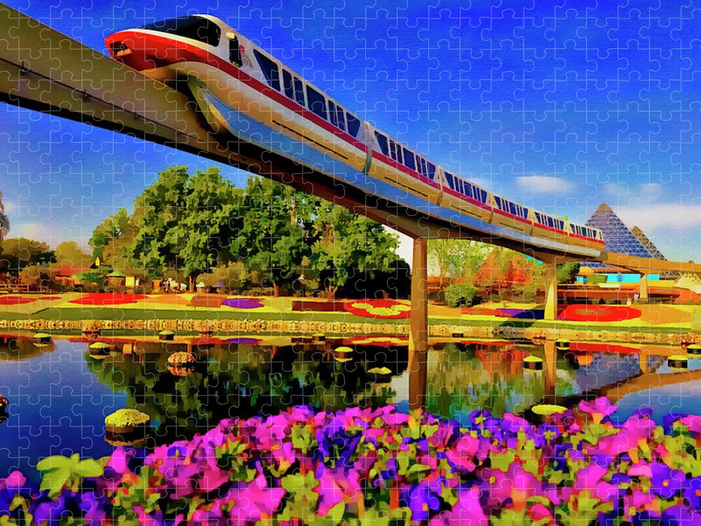 Disney Home Decor Monorail Red EPCOT Flower and Garden Disney Park Print  Walt Disney World Resort Jigsaw Puzzle