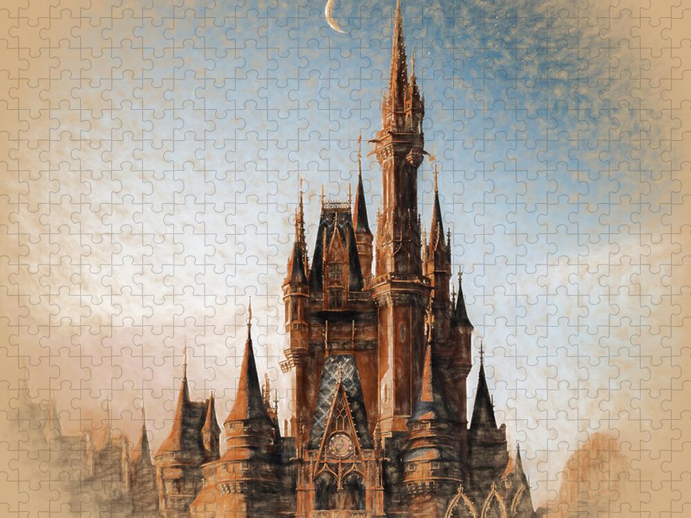 Castle Jigsaw Puzzle featuring the painting Disney World USA 0912 by Gull G