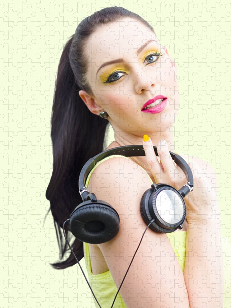 Dj Jigsaw Puzzle featuring the photograph DJ Girl by Jorgo Photography