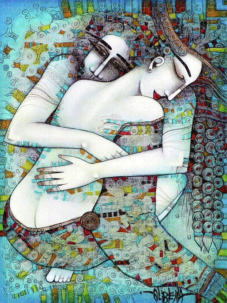 Love Puzzle featuring the painting Do not leave me by Albena Vatcheva