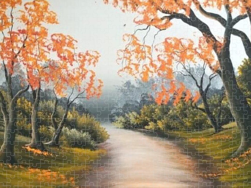 Landscape Jigsaw Puzzle featuring the painting DO6-Deno Onsumo by Deno Onsomu