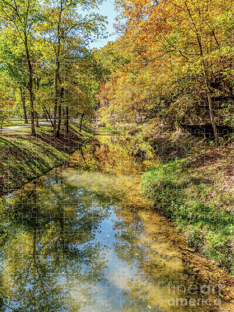 Branson Jigsaw Puzzle featuring the photograph Dogwood Creek Autumn Reflections Vertical by Jennifer White