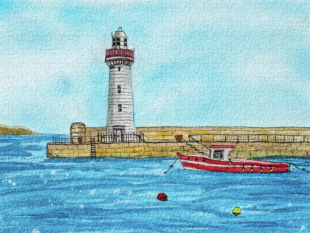 Donaghadee Jigsaw Puzzle featuring the painting Donaghadee Harbour by Nigel R Bell
