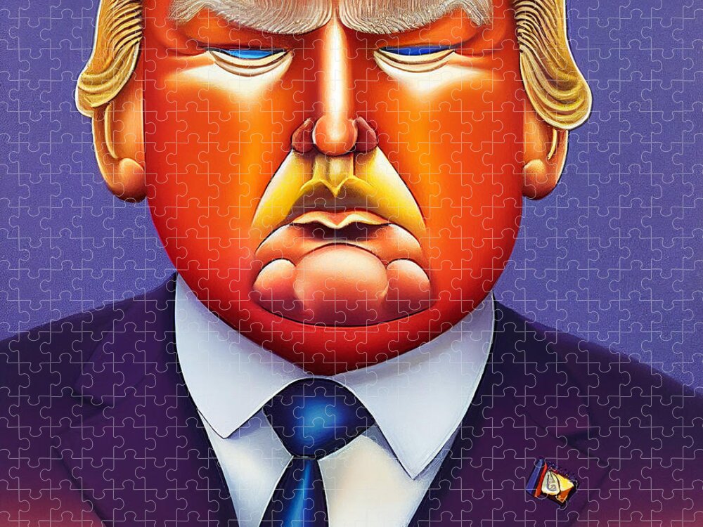 Fashion Jigsaw Puzzle featuring the painting Donald Trump By Fernando Botero 7f45cb18 6d71 411a 8551 66111441b282 by MotionAge Designs