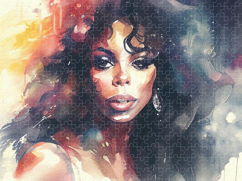 Donna Summer Jigsaw Puzzle featuring the painting Donna Summer No.1 by My Head Cinema