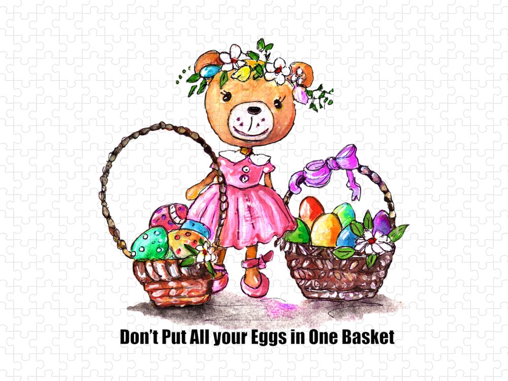 Whimsical Jigsaw Puzzle featuring the painting Dont Put All Your Eggs by Miki De Goodaboom