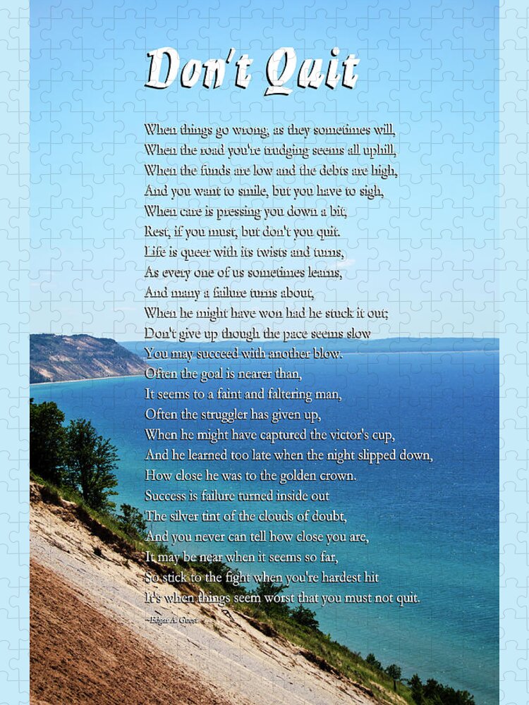 Inspirational Jigsaw Puzzle featuring the mixed media Don't Quit Inspirational Poem by Christina Rollo