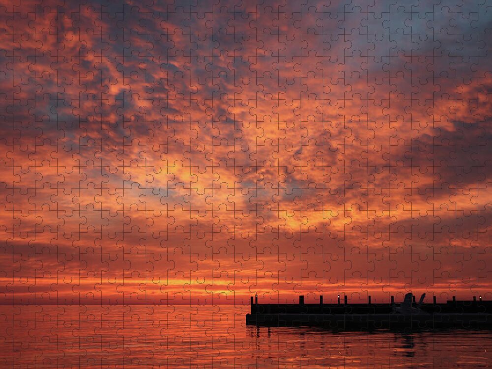 Sunset Jigsaw Puzzle featuring the photograph Door County Sunset 3 by David T Wilkinson
