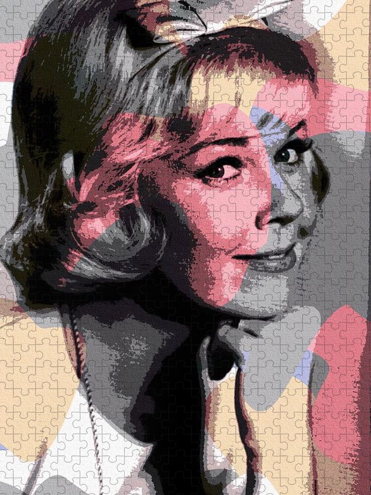 Doris Day Jigsaw Puzzle featuring the mixed media Doris Day modernized portrait by Movie World Posters